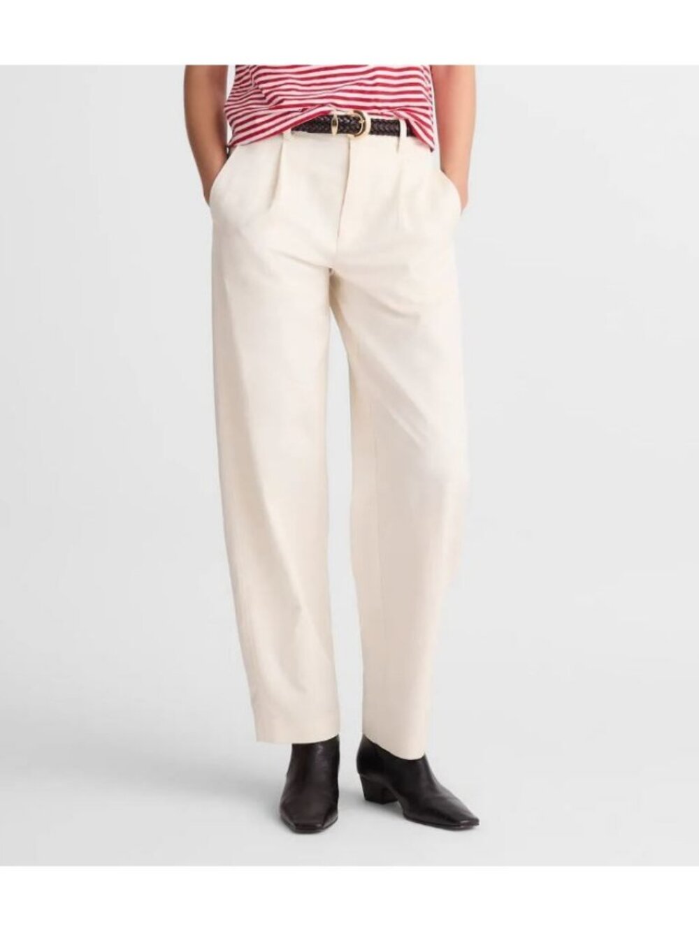 Madewell OA016 The Barrel-Leg Pant in Drapey Twill Vintage Ivory Size 0 NWT